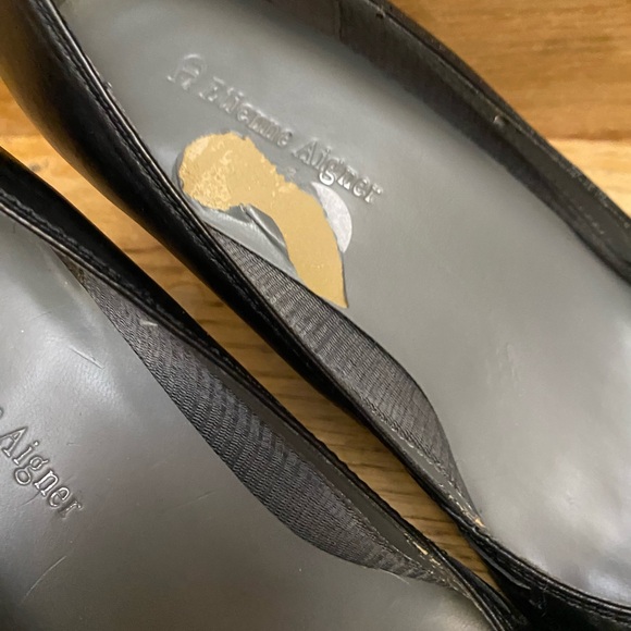 Etienne Aigner Omaha Vintage Black Leather Kitten Heels Shoes Work Wear - Picture 7 of 10